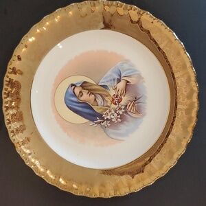 Vintage MARY plate, decorative, religious 10×10